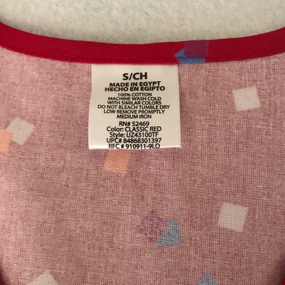 Walmart - Confetti Throw Red Printed Scrub Top (S) - Picture 2 of 2